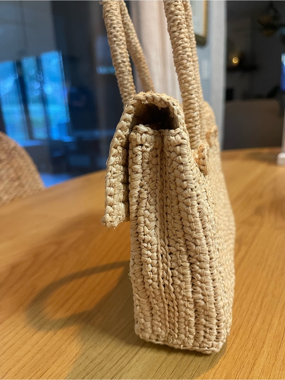 Natural Raffia Mini Tote Bag - Picture 4 of 8